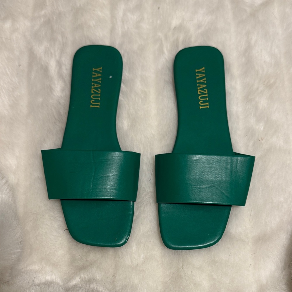 Green Slide Sandals for Women